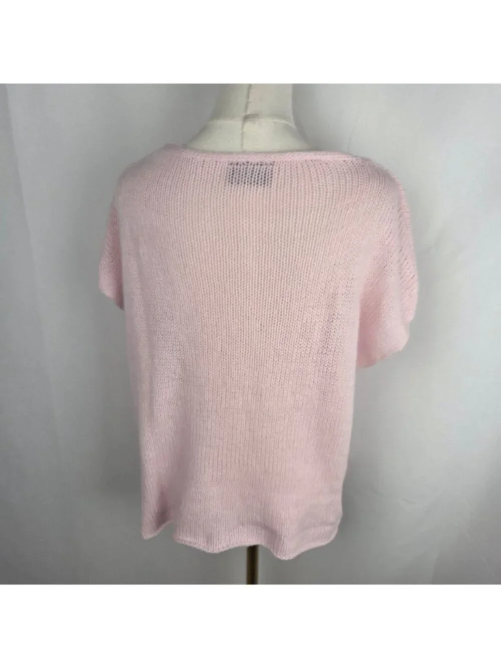Wooden Ships American Flag Heart Sweater Top L Pink Open Knit Short Sleeve Beach - Picture 5 of 9